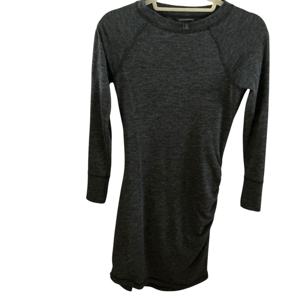 Banana republic women’s sweater dress grey herringbone long sleeve mid length